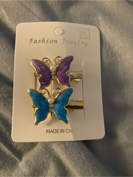 Jewelry - Fashion Jewelry Butterfly Hair Clips - Purple & Blue